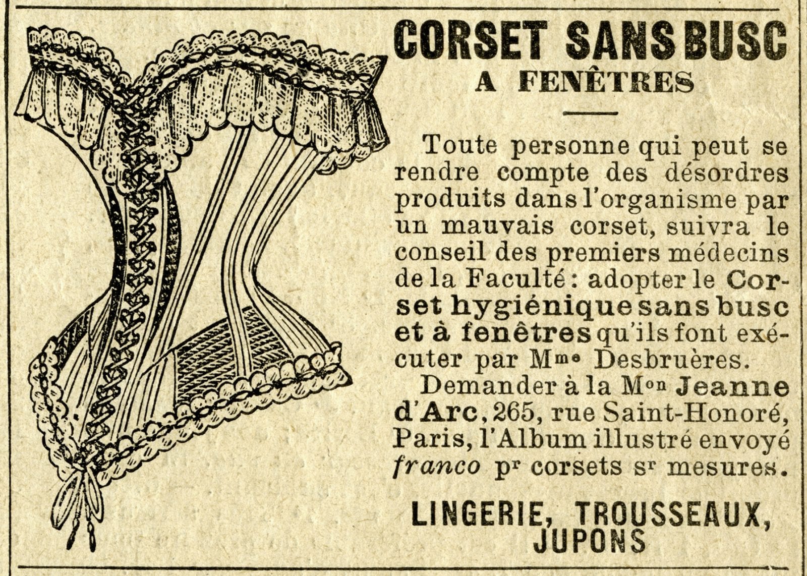 Publicité issue du Petit Echo De La Mode le 10 mars 1895.