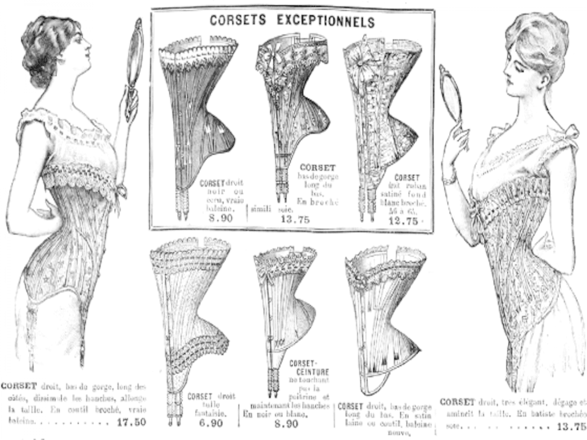 Le corset, lingerie thérapeutique ou instrument de torture, a longtemps été porté par les femmes (et les hommes) afin d'ajuster la forme de leur taille, avant d'être un objet servant à sexualiser le corps de la femme.