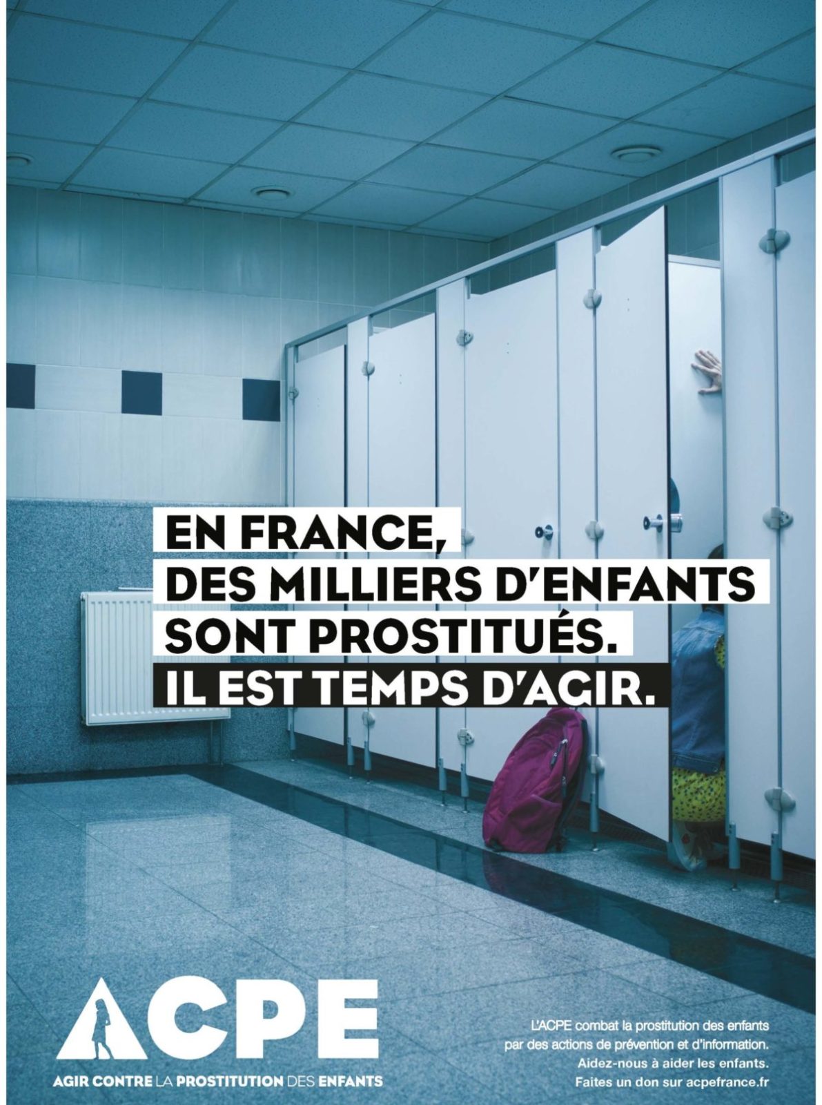 Image choc de la dernière campagne de prévention menée par l'ACPE qui agit contre la prostitution des enfants.
