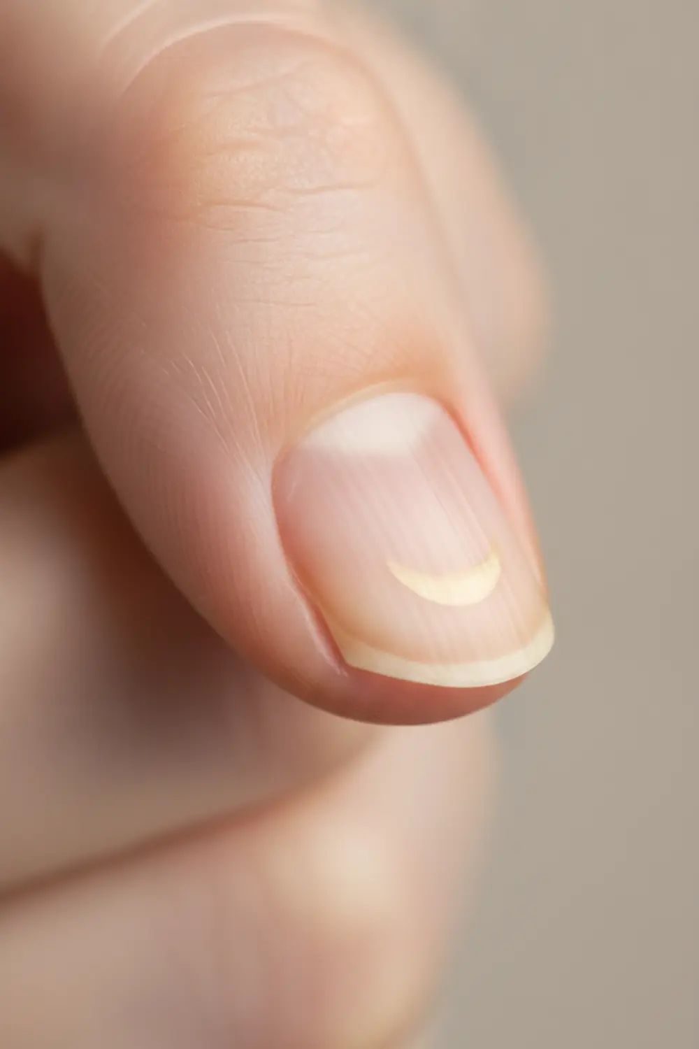 Faux ongles : comment choisir ceux qui tiennent sans abîmer vos ongles naturels 3 Début d’onycholyse sur un ongle naturel : léger décollement jaunâtre après pose de faux ongles