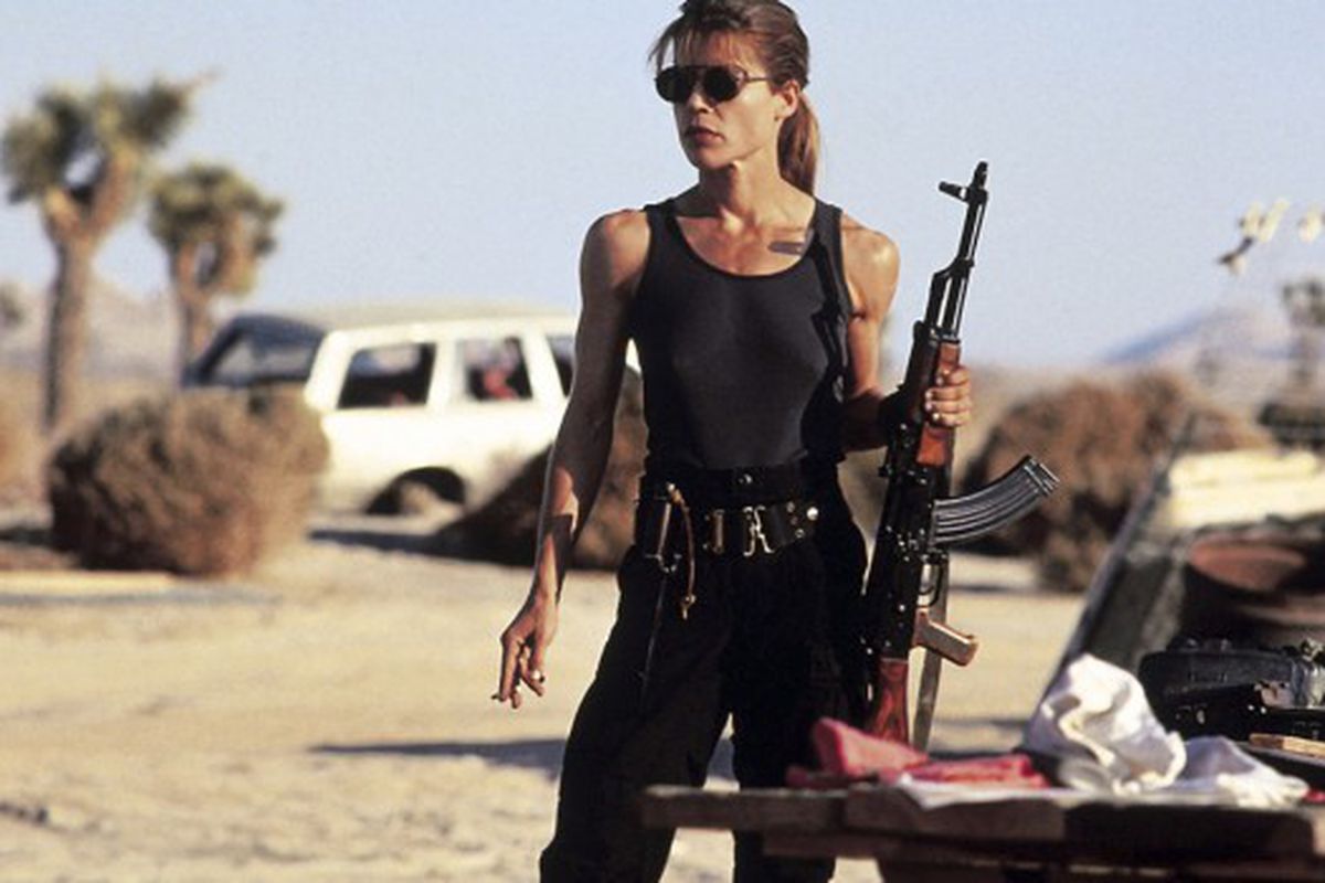 Linda Hamilton dans le rôle de Sarah Connor dans Terminator.