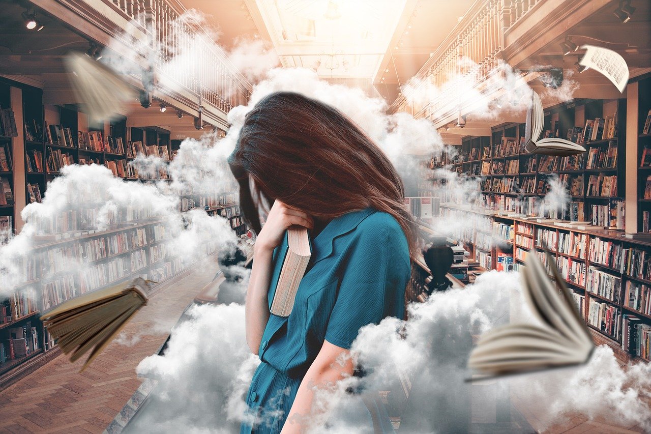 L'échec scolaire n'existe pas - Une fille dans une bibliothèque qui éprouve des difficultés d'apprentissage. 