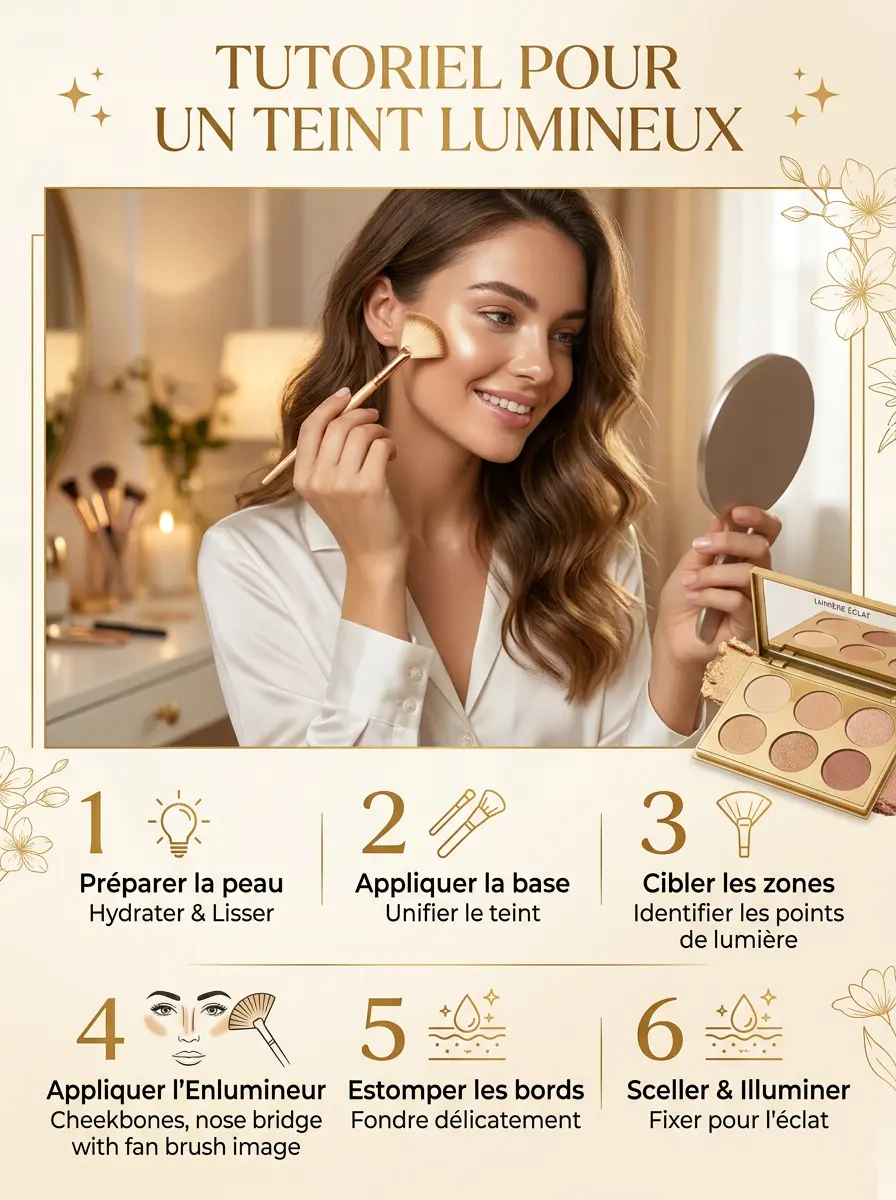 Strobing la technique beauté qui illumine votre visage sans effort 4 tutoriel-teint-lumineux-etapes-beaute
