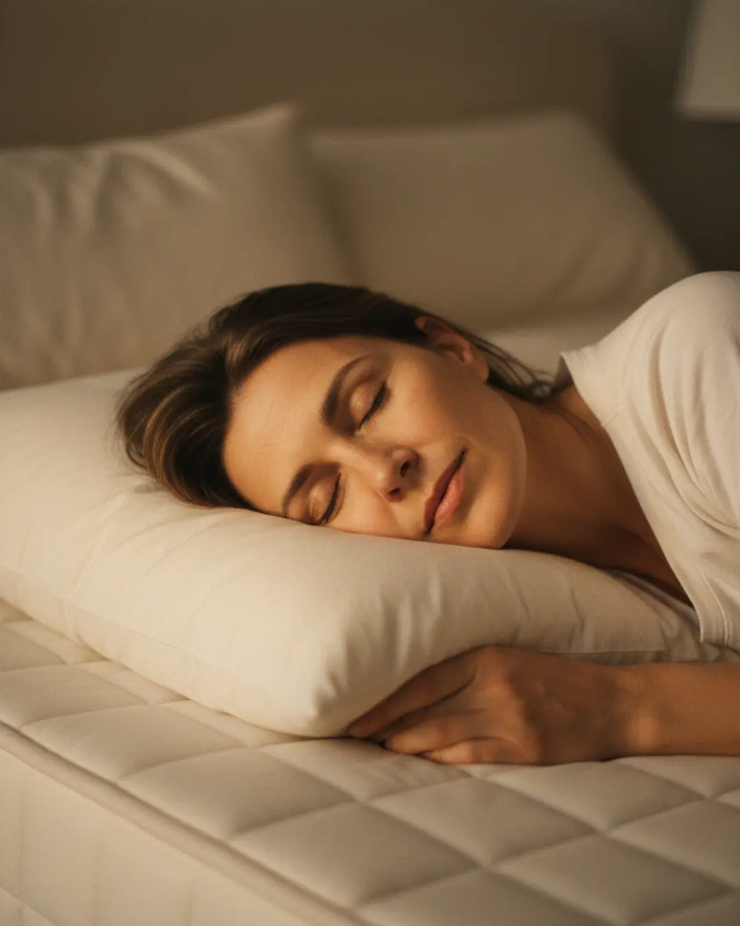 Portrait d'une femme de 45 ans reposée illustrant les bénéfices physiologiques d'un bon sommeil.