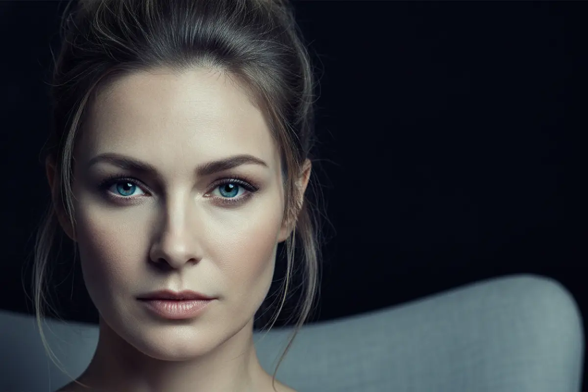 Cuir chevelu irrité et démangeaisons après 40 ans : causes et solutions naturelles 3 Femme aux cheveux relevés regard serein et cuir chevelu apaisé après 45 ans