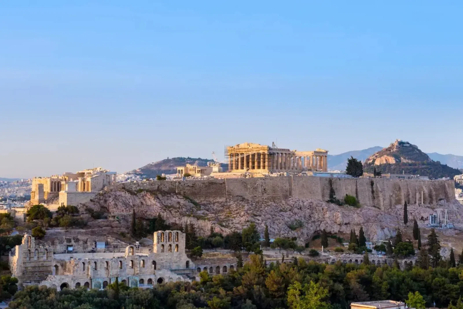 Guide des monuments de l'Acropole d'Athènes et vue panoramique