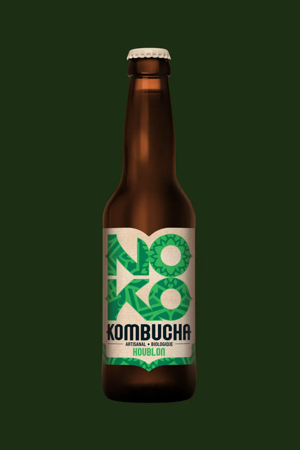 Kombucha : pourquoi séduit-il de plus en plus les femmes de plus de 40 ans ? 2 Bouteille en verre de kombucha artisanal et biologique Noko saveur Houblon.
