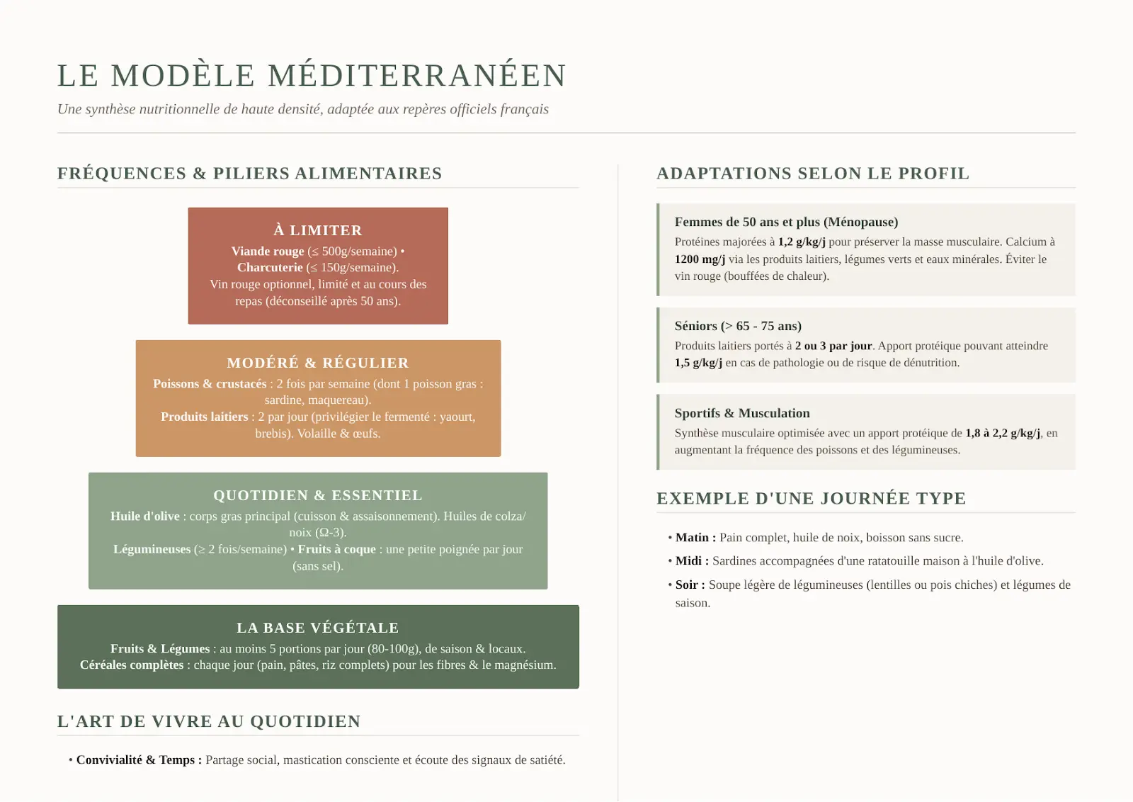 cercle ou pyramide des aliments méditerranéens avec fréquences