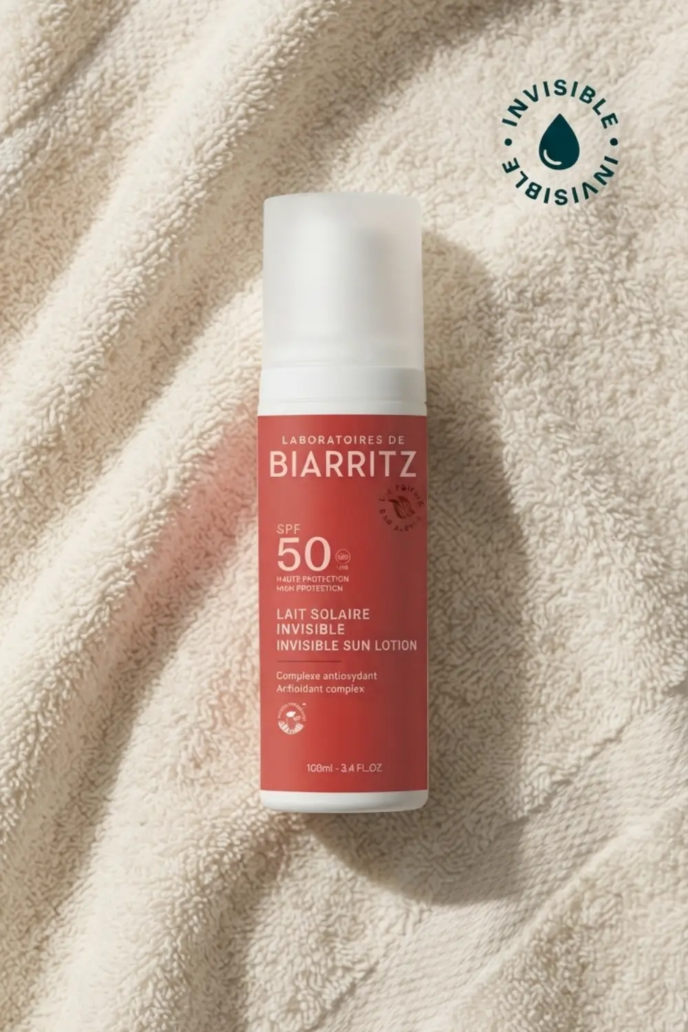 Été après 40 ans : protéger sa peau sans sacrifier son confort 2 Lait solaire invisible SPF50 des Laboratoires de Biarritz, protection solaire bio et naturelle